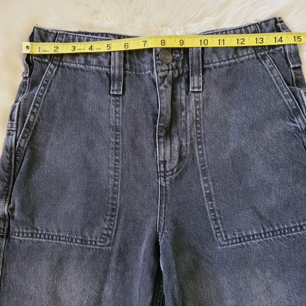 Free People Major Leagues Black Wide Leg Cuff Jeans Size 26 - Picture 13 of 15
